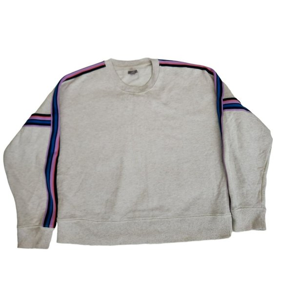 Aerie Women's Rainbow Stripes Dolman Sleeve Crewneck Sweatshirt Gray/Multi S/P - Picture 4 of 13